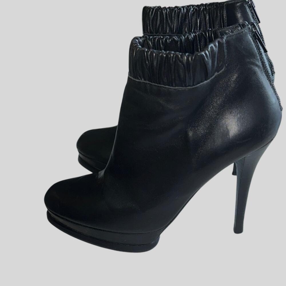Stuart Weitzman Platform Leather Ruffle Black Lea… - image 7